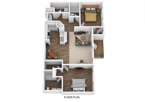 Floor plan for 2 beds, 2 baths, 1200 sqft